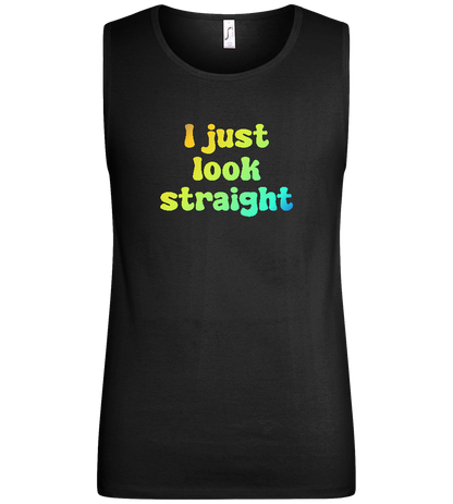 I Just Look Straight Design - Basic men's tank top_DEEP BLACK_front