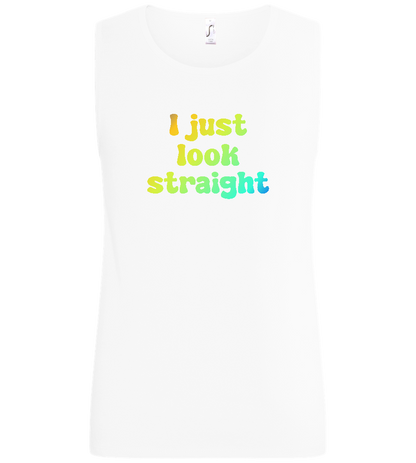 I Just Look Straight Design - Basic men's tank top_WHITE_front