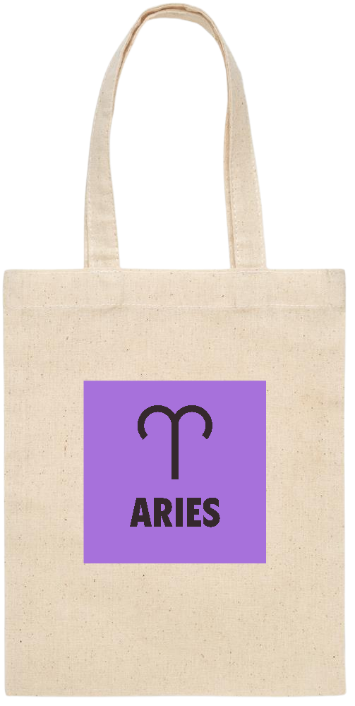 Zodiac Aries Design - Essential small colored handle gift bag_BEIGE_front