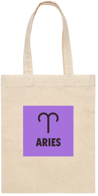 Zodiac Aries Design - Essential small colored handle gift bag_BEIGE_front