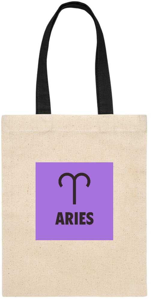 Zodiac Aries Design - Essential small colored handle gift bag_BLACK_front