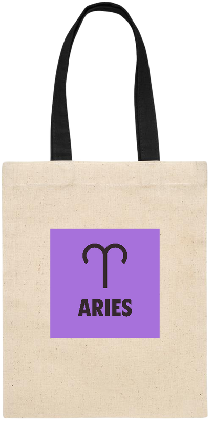 Zodiac Aries Design - Essential small colored handle gift bag_BLACK_front