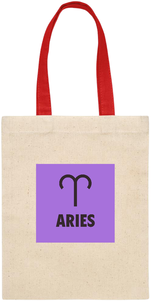 Zodiac Aries Design - Essential small colored handle gift bag_RED_front