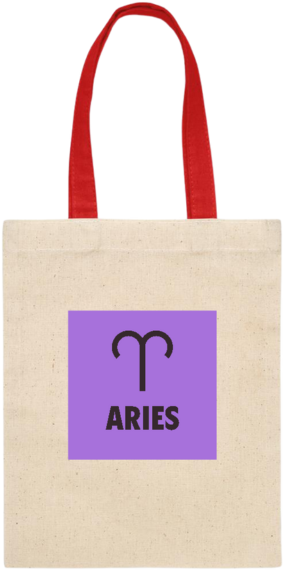 Zodiac Aries Design - Essential small colored handle gift bag_RED_front