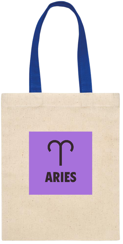 Zodiac Aries Design - Essential small colored handle gift bag_ROYAL BLUE_front