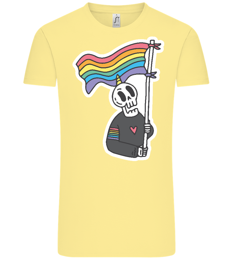 Rainbow Flag Skull Design - Comfort Unisex T-Shirt_AMARELO CLARO_front