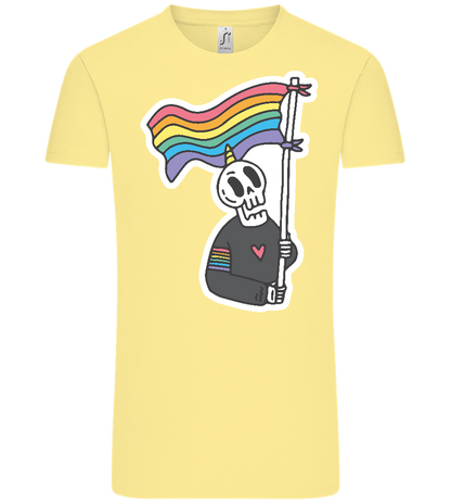 Rainbow Flag Skull Design - Comfort Unisex T-Shirt_AMARELO CLARO_front