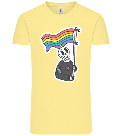 Rainbow Flag Skull Design - Comfort Unisex T-Shirt_AMARELO CLARO_front
