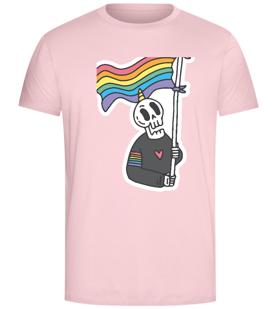 Rainbow Flag Skull Design - Comfort Unisex T-Shirt_CANDY PINK_front