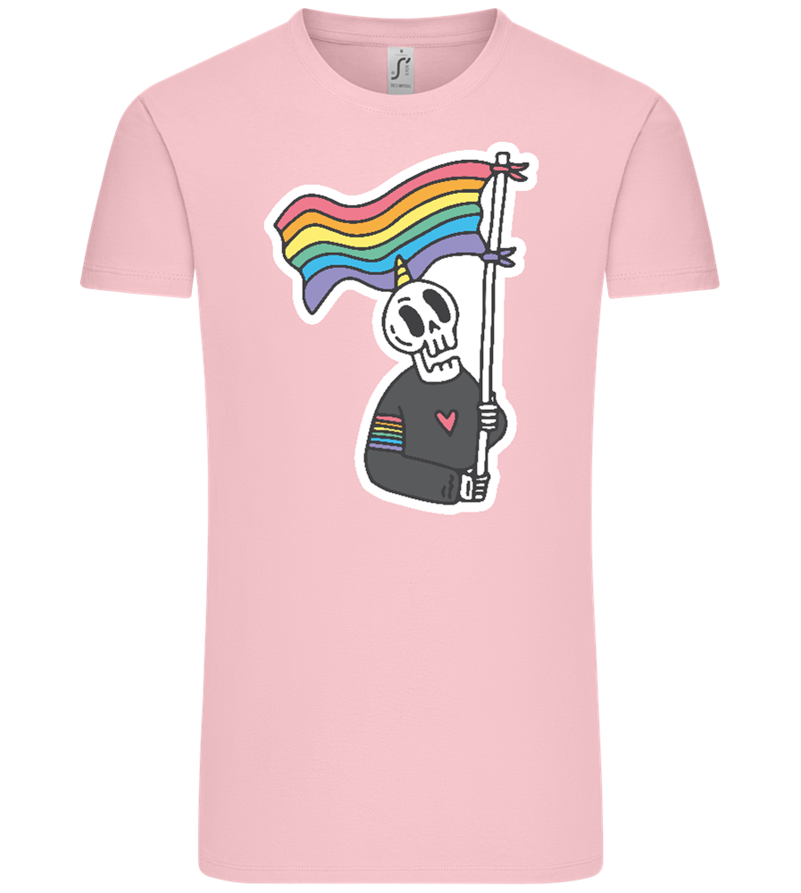 Rainbow Flag Skull Design - Comfort Unisex T-Shirt_CANDY PINK_front