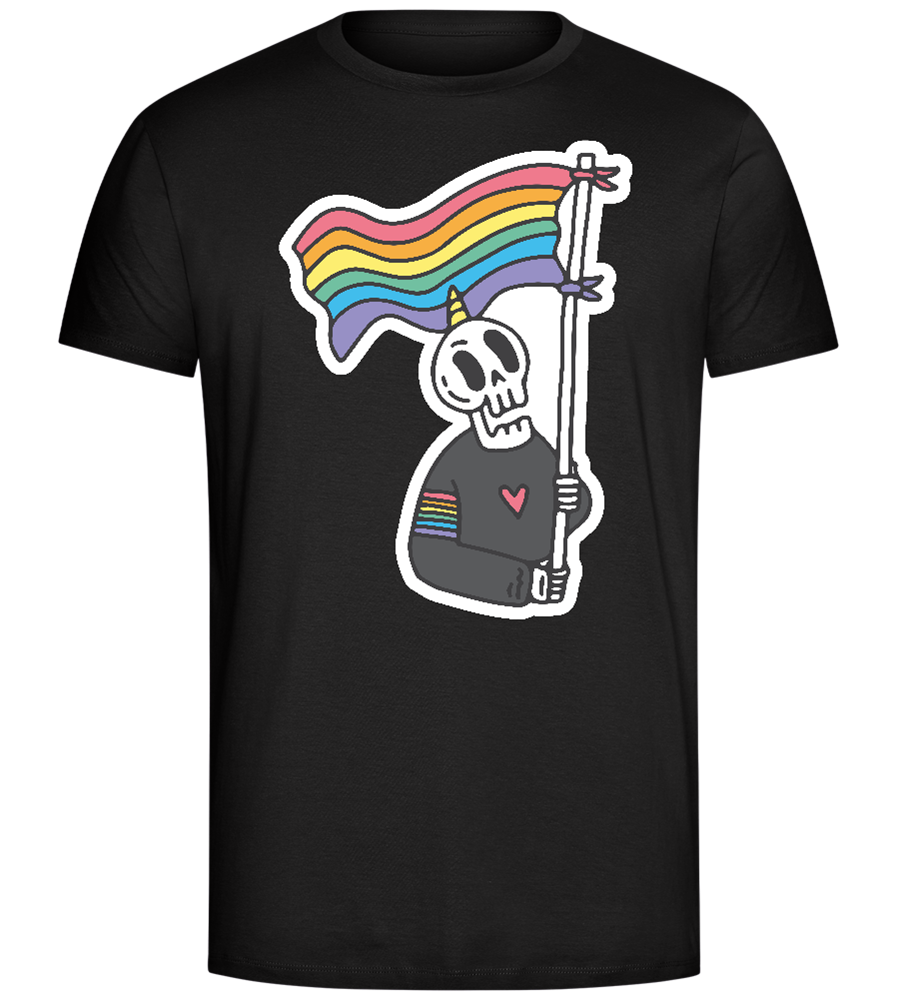 Rainbow Flag Skull Design - Comfort Unisex T-Shirt_DEEP BLACK_front