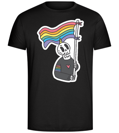 Rainbow Flag Skull Design - Comfort Unisex T-Shirt_DEEP BLACK_front