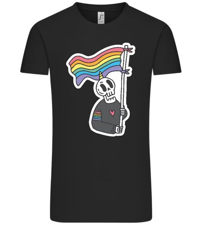 Rainbow Flag Skull Design - Comfort Unisex T-Shirt_DEEP BLACK_front