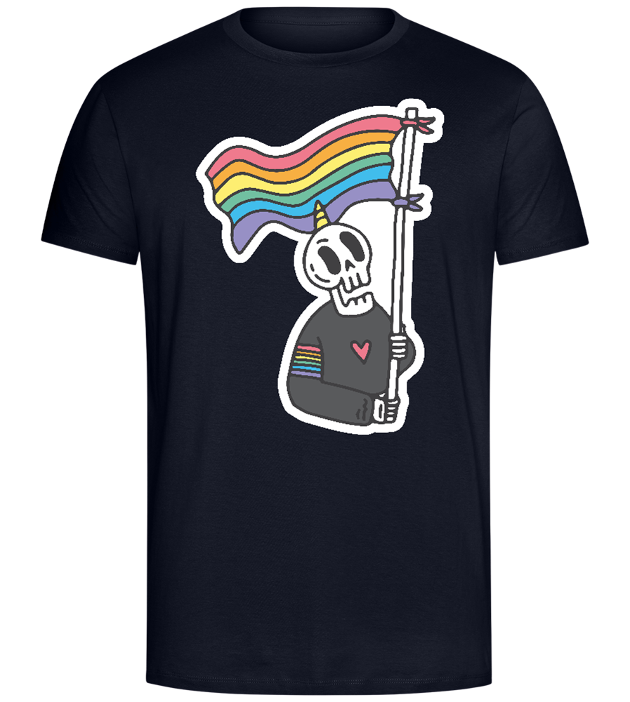 Rainbow Flag Skull Design - Comfort Unisex T-Shirt_FRENCH NAVY_front