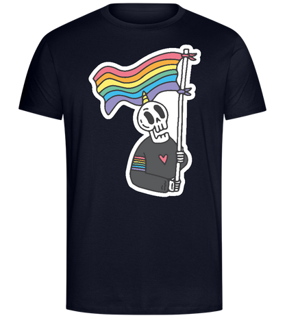 Rainbow Flag Skull Design - Comfort Unisex T-Shirt_FRENCH NAVY_front