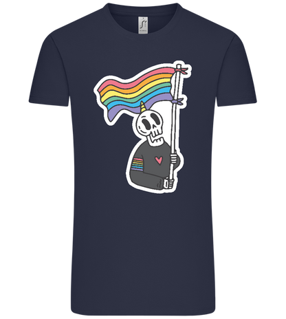 Rainbow Flag Skull Design - Comfort Unisex T-Shirt_FRENCH NAVY_front