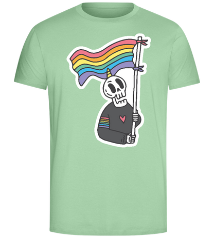 Rainbow Flag Skull Design - Comfort Unisex T-Shirt_ICE GREEN_front