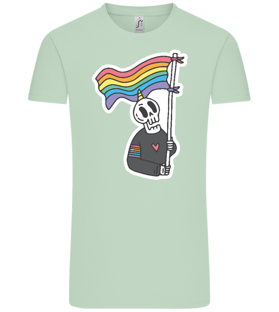 Rainbow Flag Skull Design - Comfort Unisex T-Shirt_ICE GREEN_front