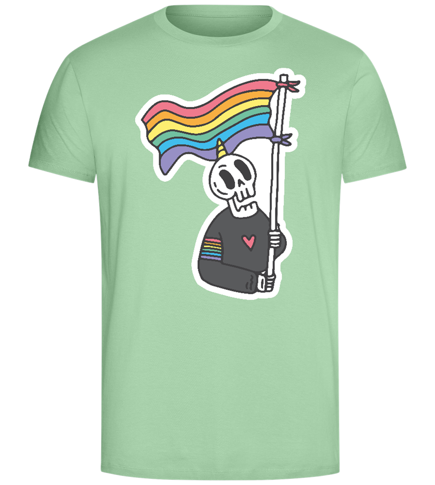 Rainbow Flag Skull Design - Comfort Unisex T-Shirt_ICE GREEN_front