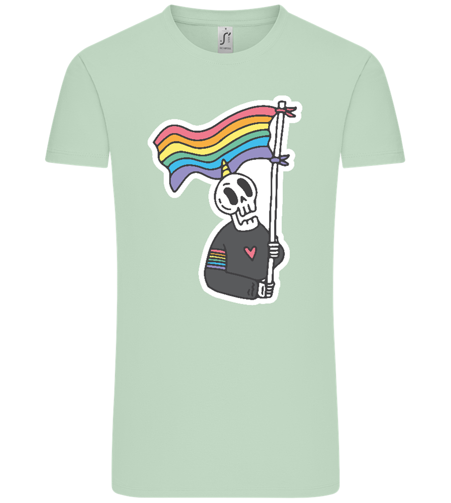 Rainbow Flag Skull Design - Comfort Unisex T-Shirt_ICE GREEN_front