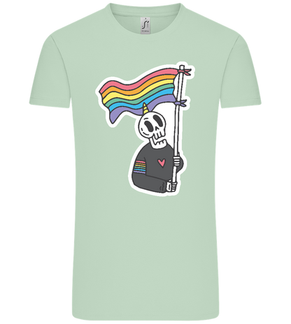 Rainbow Flag Skull Design - Comfort Unisex T-Shirt_ICE GREEN_front