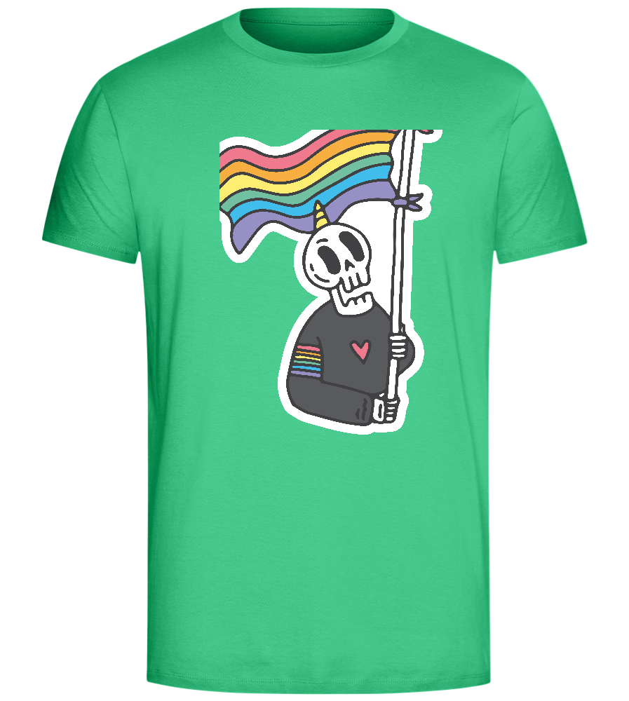 Rainbow Flag Skull Design - Comfort Unisex T-Shirt_SPRING GREEN_front