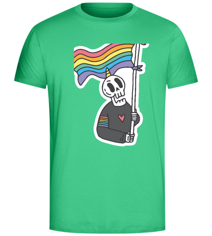 Rainbow Flag Skull Design - Comfort Unisex T-Shirt_SPRING GREEN_front