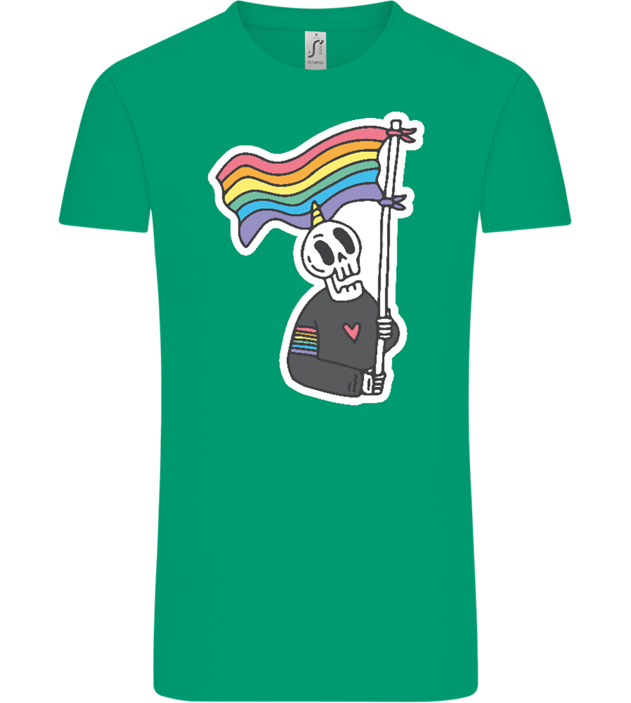 Rainbow Flag Skull Design - Comfort Unisex T-Shirt_SPRING GREEN_front