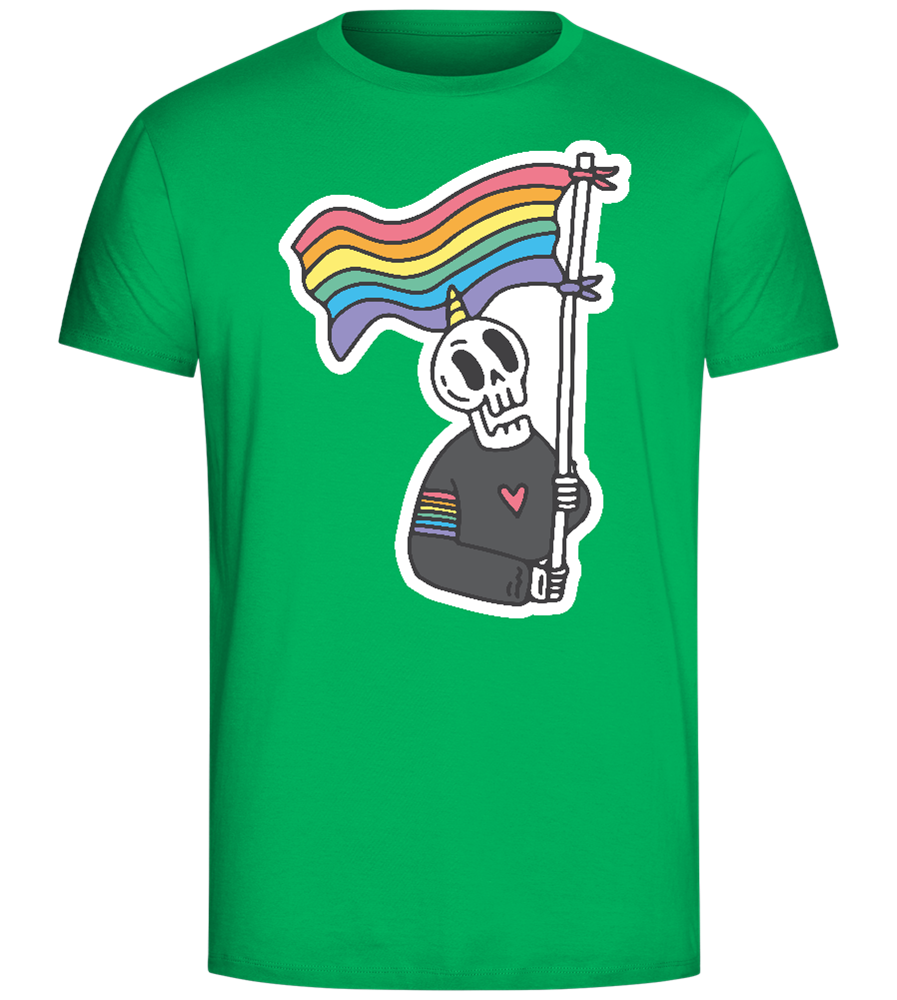 Rainbow Flag Skull Design - Comfort Unisex T-Shirt_SPRING GREEN_front