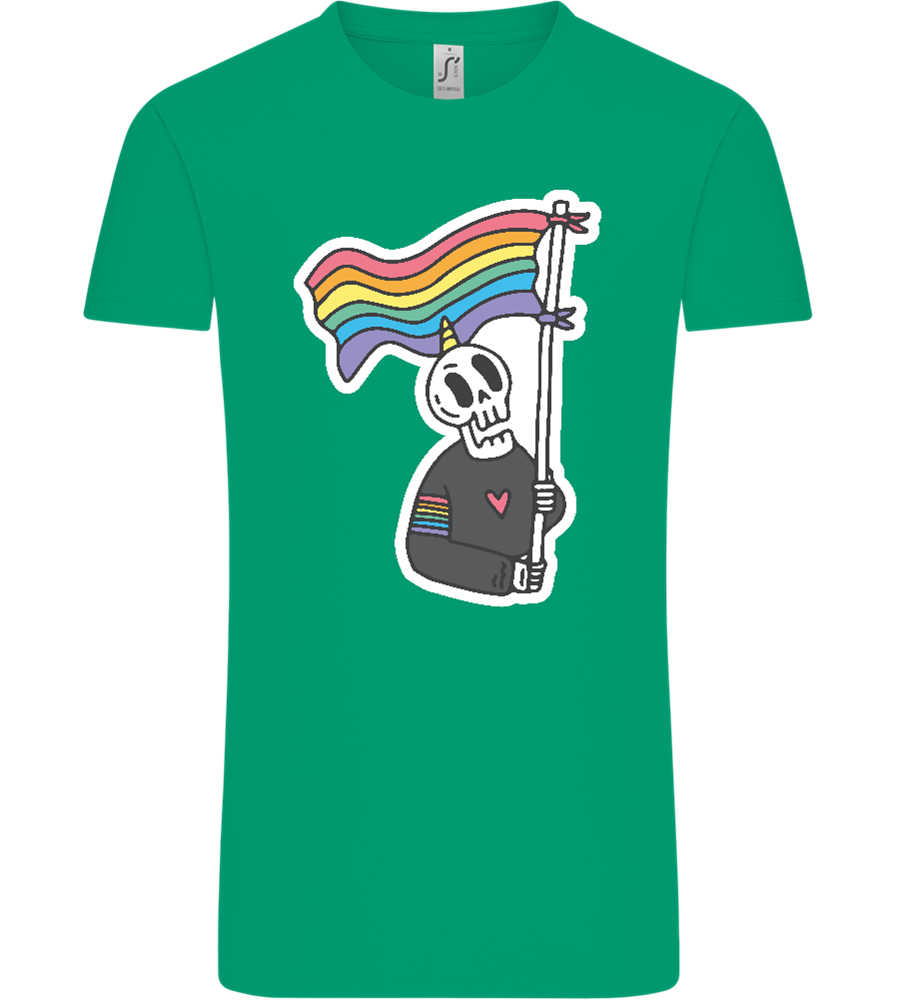 Rainbow Flag Skull Design - Comfort Unisex T-Shirt_SPRING GREEN_front