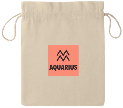 Zodiac Aquarius Design - Essential medium drawcord gift bag_BEIGE_front