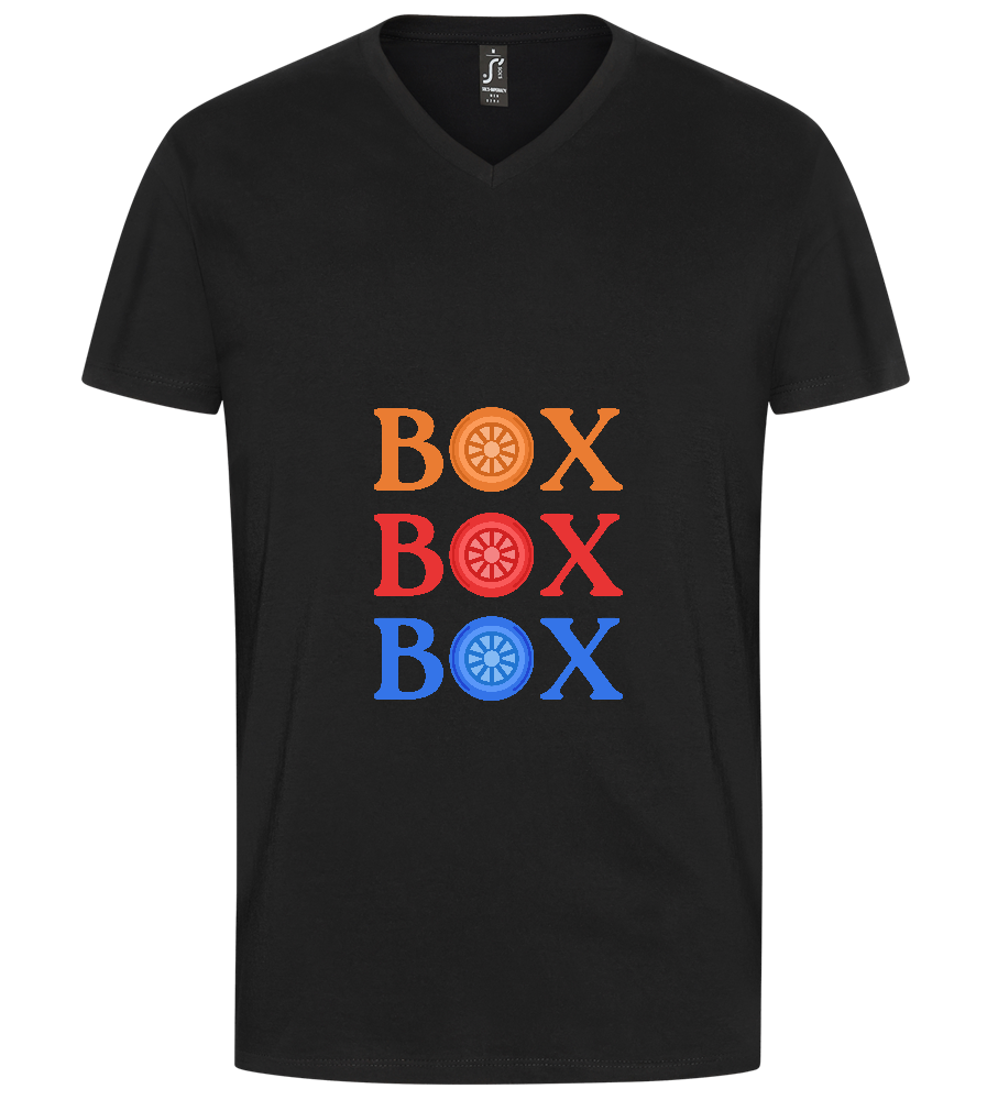 Box Box Box Design - Premium men's v-neck t-shirt_DEEP BLACK_front