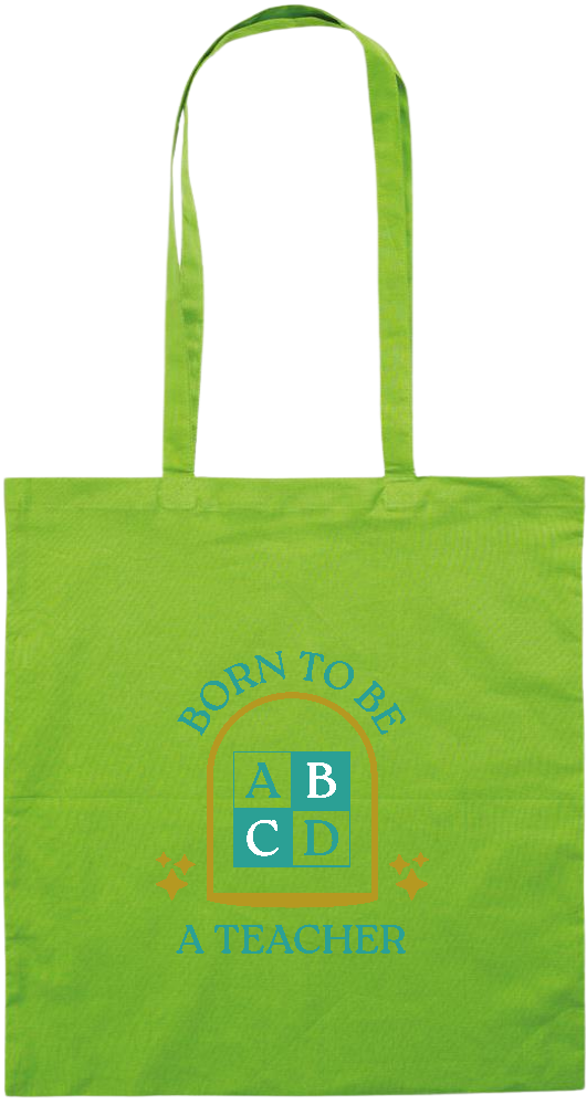 Born to be a Teacher Design - Premium colored cotton tote bag_LIME_front