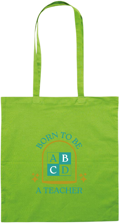 Born to be a Teacher Design - Premium colored cotton tote bag_LIME_front