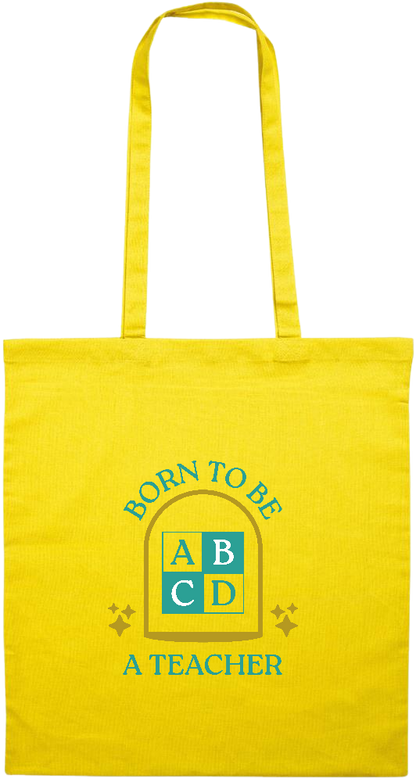 Born to be a Teacher Design - Premium colored cotton tote bag_YELLOW_front