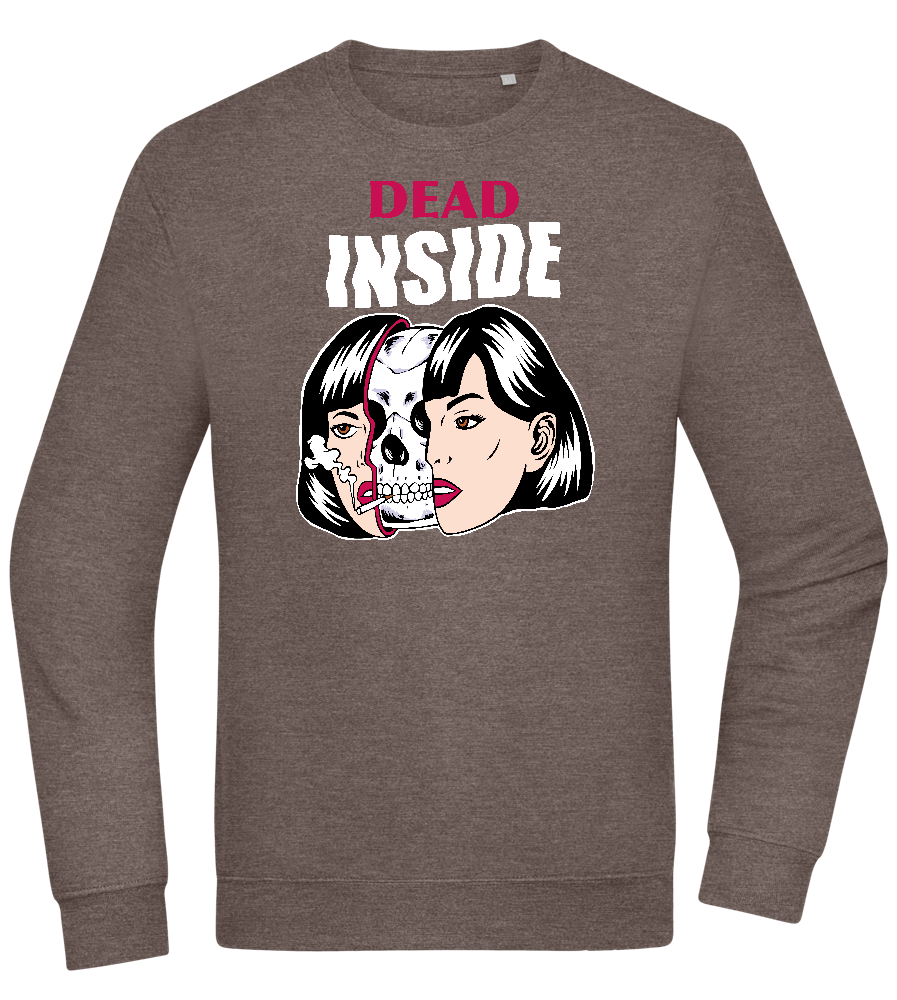 Dead Inside Skull Design - Comfort Essential Unisex Sweater_CHARCOAL CHIN_front