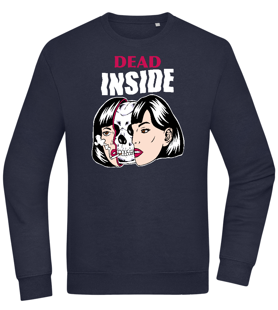 Dead Inside Skull Design - Comfort Essential Unisex Sweater_FRENCH NAVY_front