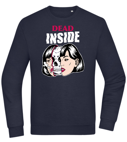 Dead Inside Skull Design - Comfort Essential Unisex Sweater_FRENCH NAVY_front