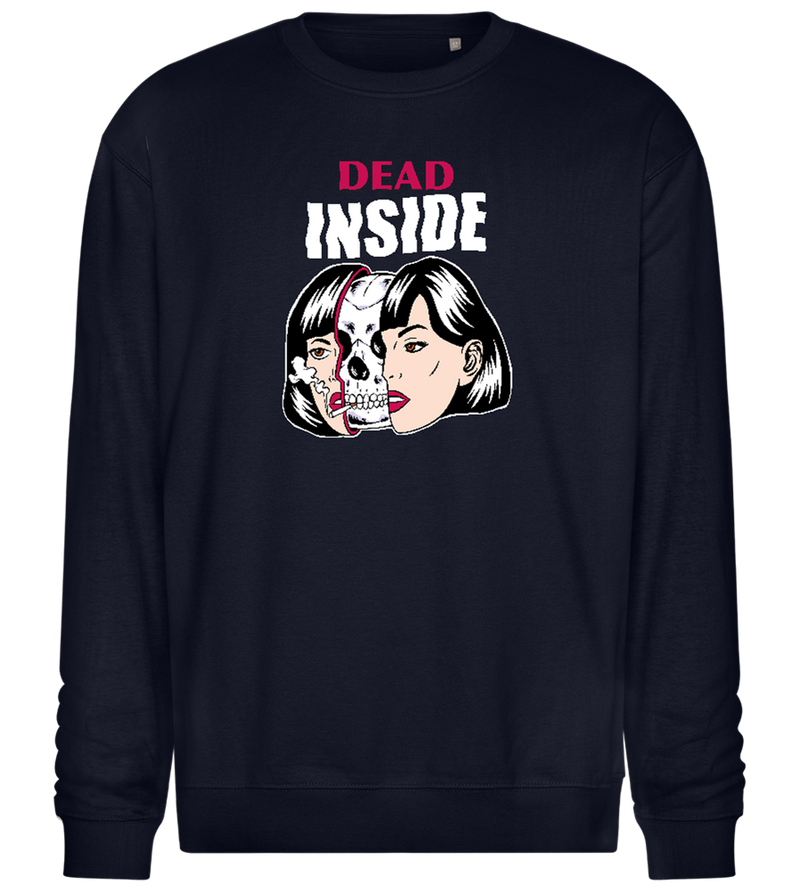 Dead Inside Skull Design - Comfort Essential Unisex Sweater_FRENCH NAVY_front