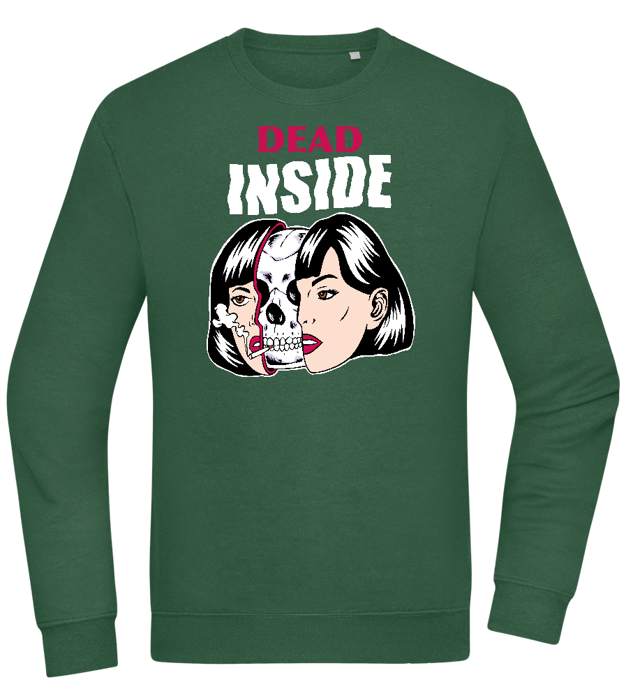 Dead Inside Skull Design - Comfort Essential Unisex Sweater_GREEN BOTTLE_front