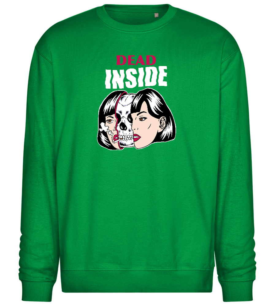 Dead Inside Skull Design - Comfort Essential Unisex Sweater_MEADOW GREEN_front