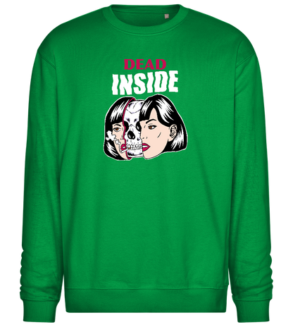 Dead Inside Skull Design - Comfort Essential Unisex Sweater_MEADOW GREEN_front