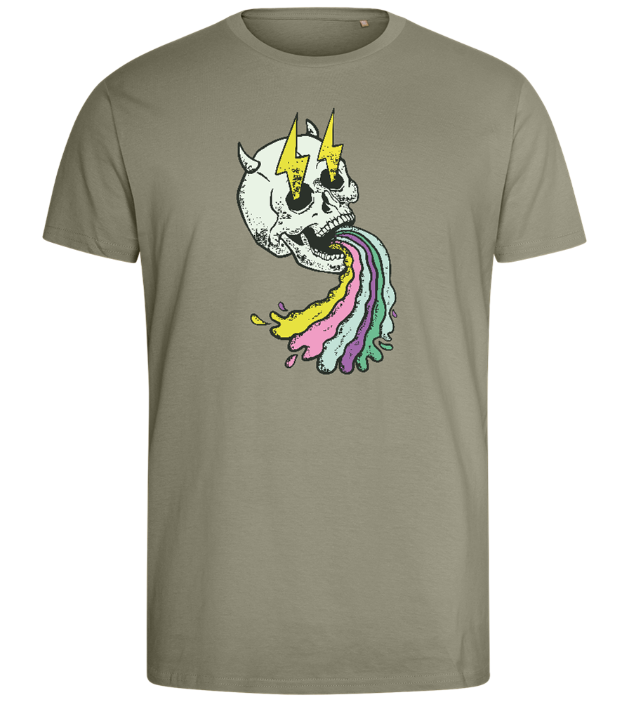 Rainbow Skull Thunders Design - Comfort men's fitted t-shirt_KHAKI_front