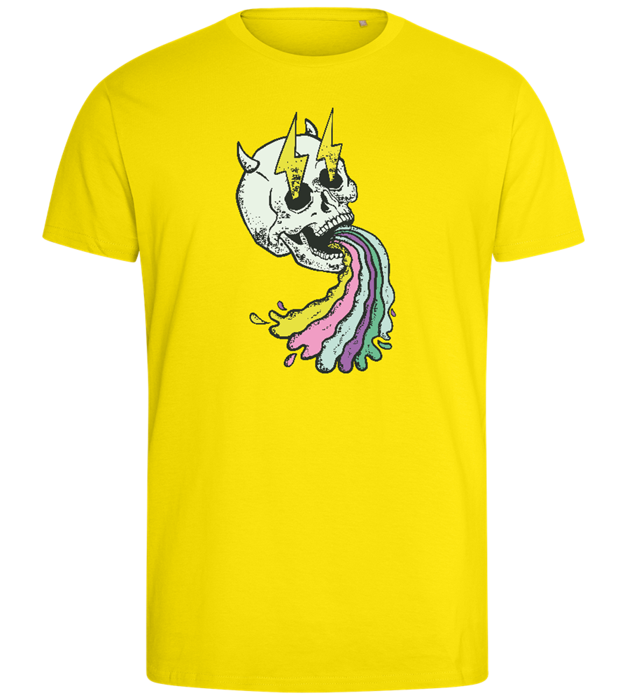 Rainbow Skull Thunders Design - Comfort men's fitted t-shirt_YELLOW_front