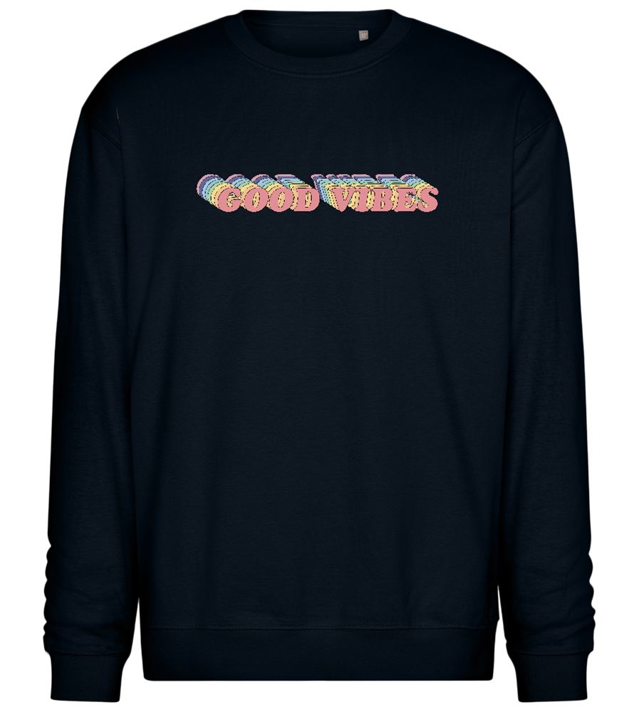 Good Vibes Rainbow Design - Comfort Essential Unisex Sweater_BLACK_front