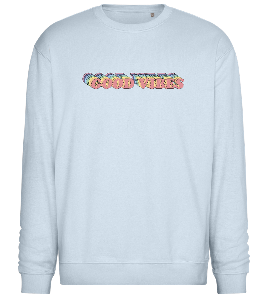 Good Vibes Rainbow Design - Comfort Essential Unisex Sweater_CREAMY BLUE_front