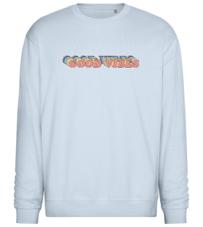 Good Vibes Rainbow Design - Comfort Essential Unisex Sweater_CREAMY BLUE_front