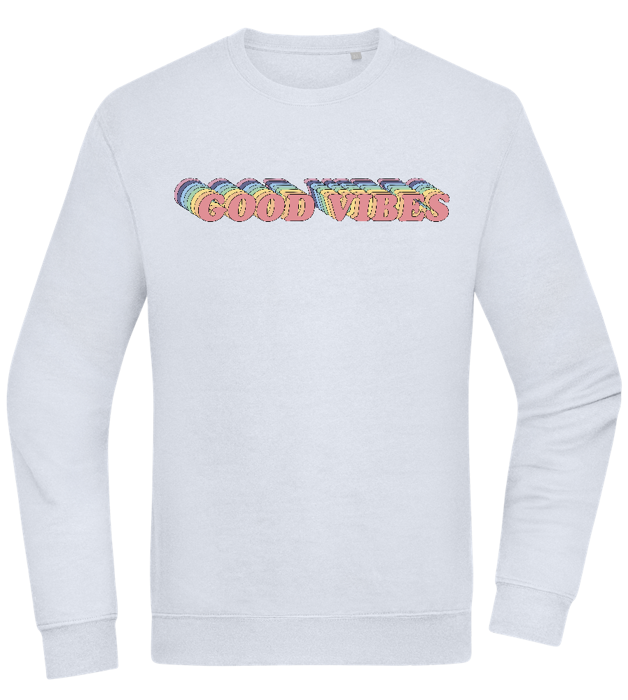 Good Vibes Rainbow Design - Comfort Essential Unisex Sweater_CREAMY BLUE_front