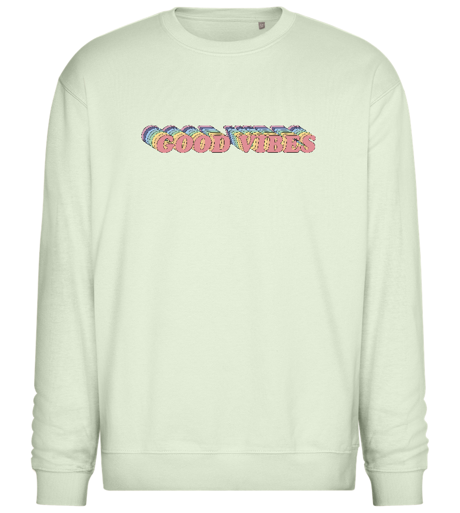 Good Vibes Rainbow Design - Comfort Essential Unisex Sweater_CREAMY GREEN_front