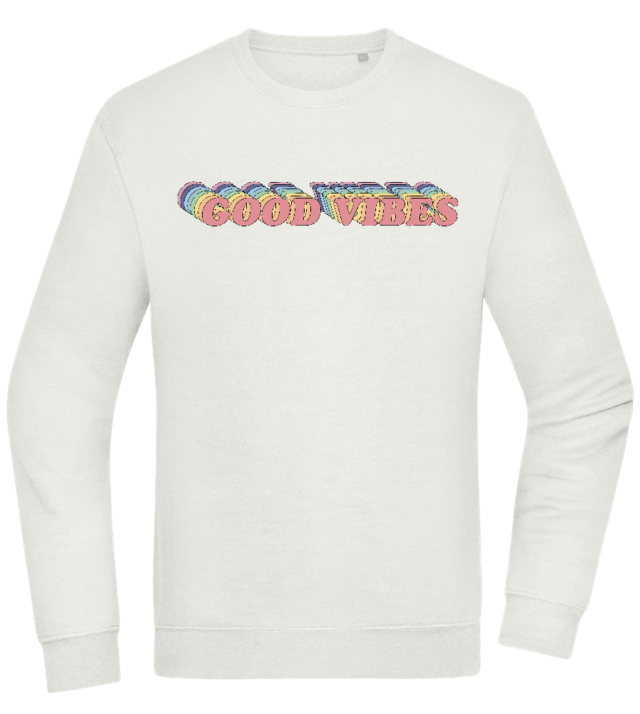 Good Vibes Rainbow Design - Comfort Essential Unisex Sweater_CREAMY GREEN_front